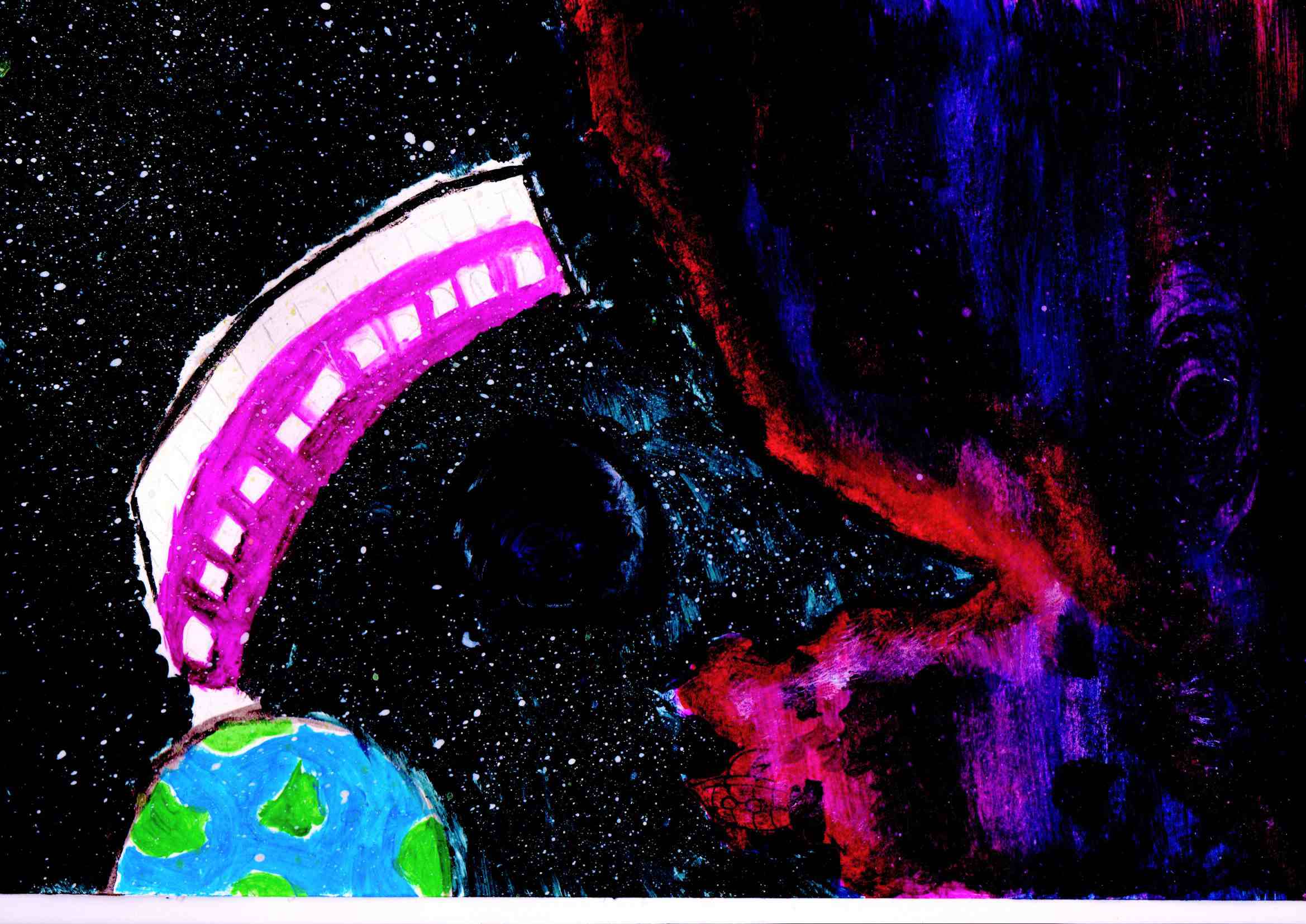 航天日绘画作品《廊桥星梦》,蒙古国达·米琪德玛 航天日绘画作品《廊桥星梦》,蒙古国达·米琪德玛