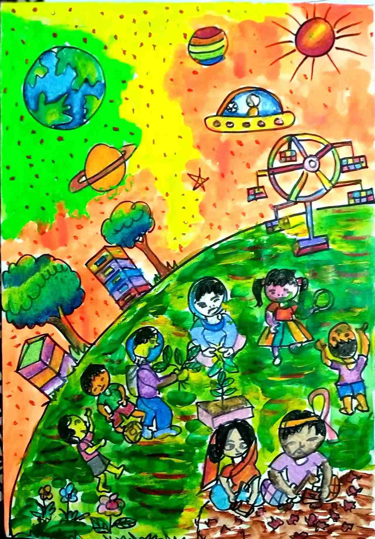 航天日绘画作品《太空花园》,孟加拉国Naimeen Nawaar 航天日绘画作品《太空花园》,孟加拉国Naimeen Nawaar
