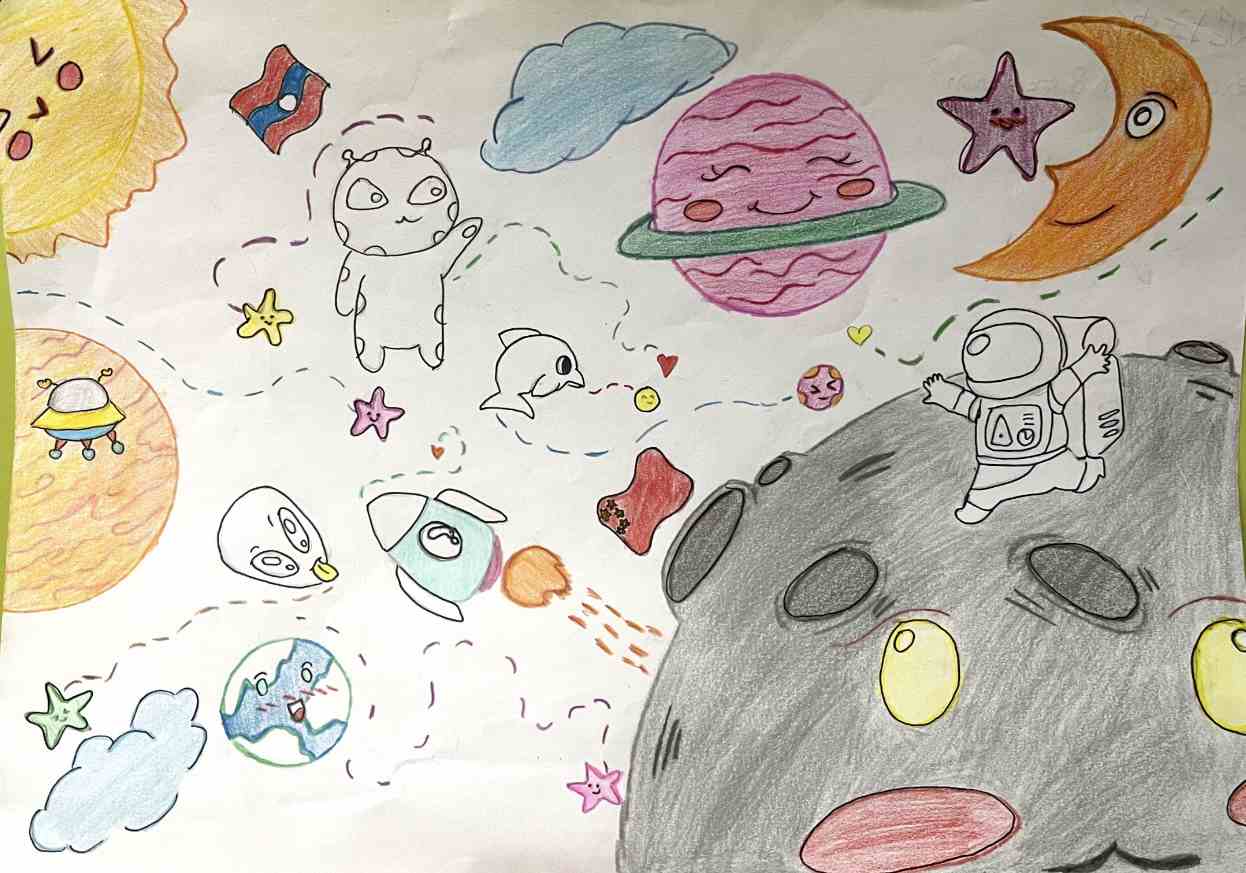 航天日绘画作品《太空“星”家园》,老挝聂娜帕·吉达瓦拉达 航天日绘画作品《太空“星”家园》,老挝聂娜帕·吉达瓦拉达